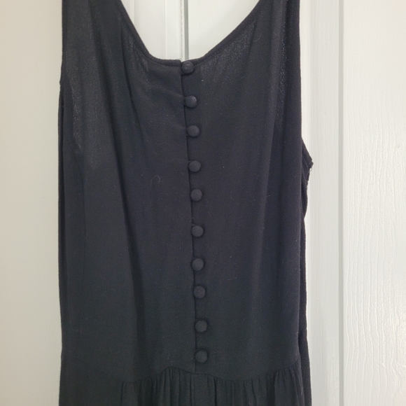 Madewell Jumpsuit smocked button front crop black 2 - Picture 5 of 10